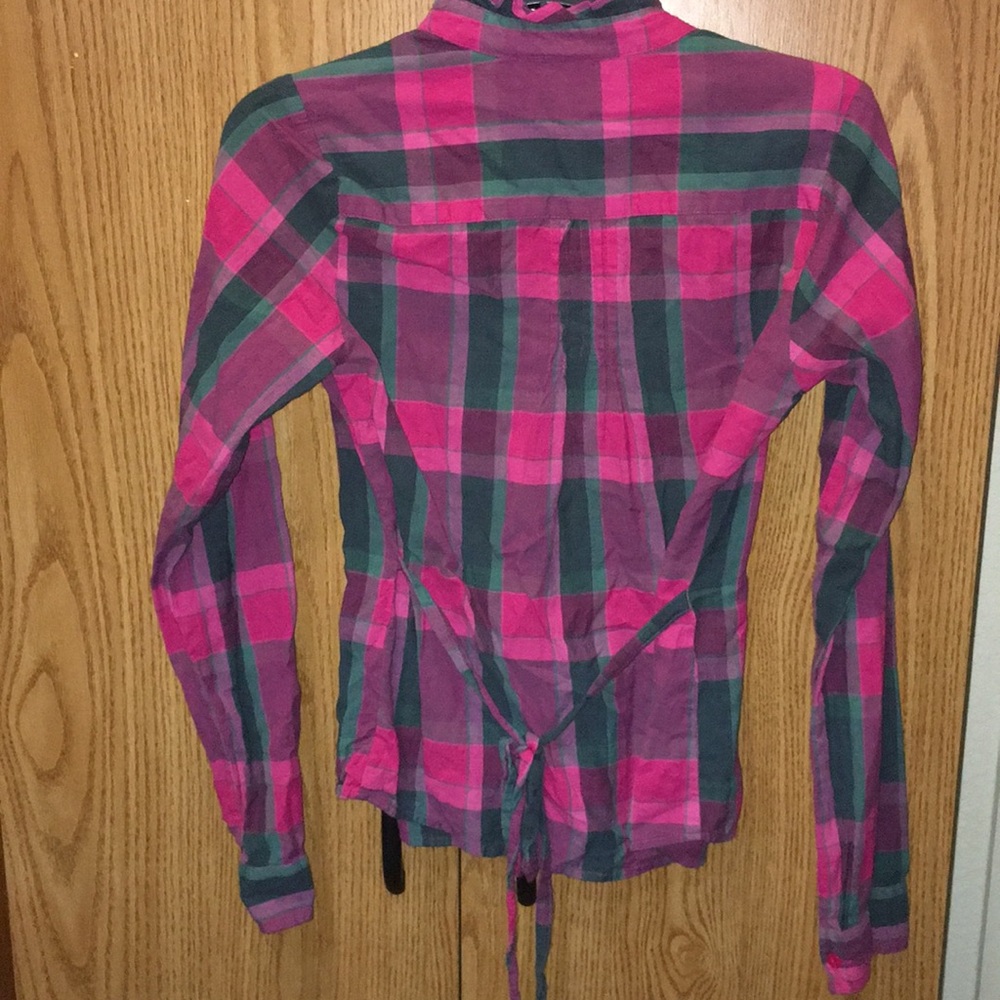 Pink Plaid Button Down w/ Ruffle Collar - Picture 4 of 5